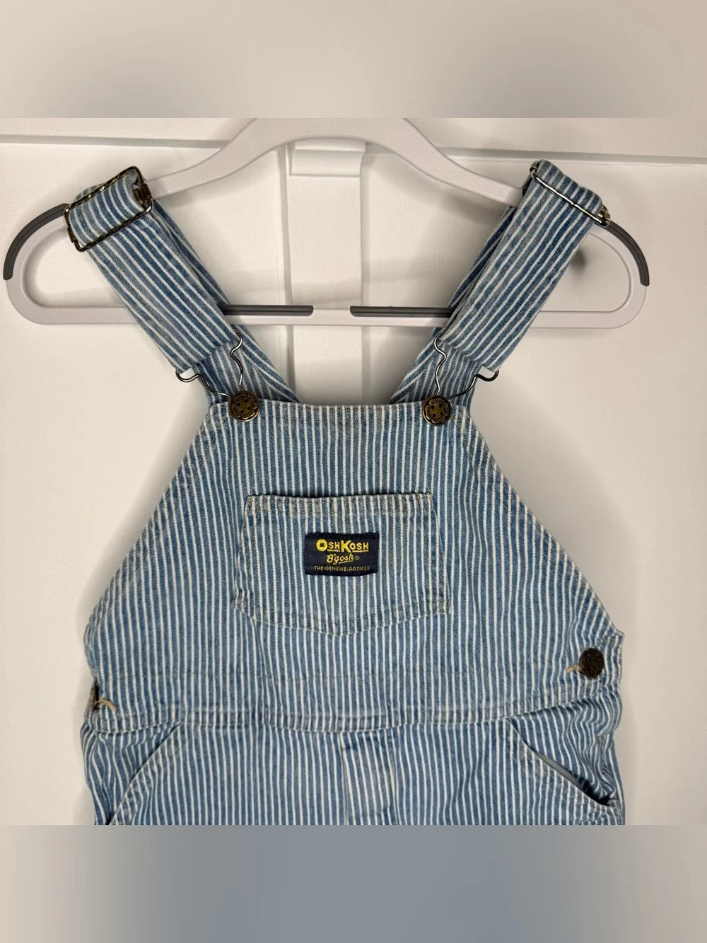 Vtg Oshkosh B'Gosh Railroad Striped Denim Cotton Overalls Size 4T